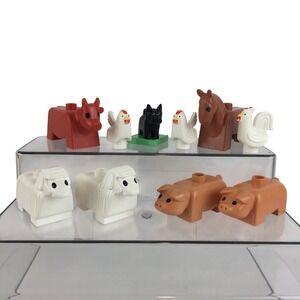 Vtg Lego Duplo Farm Animals Lot Horse Cow Sheep Chickens Pigs Terrier Dog